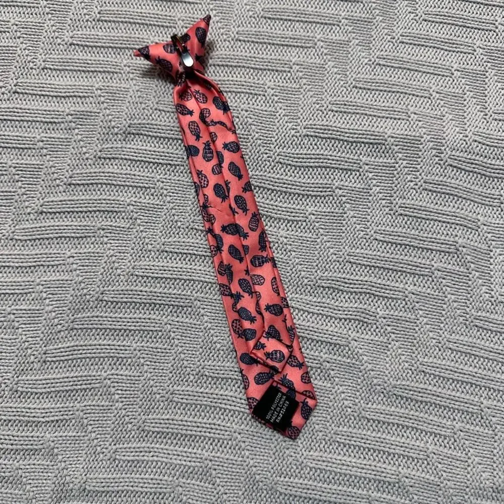 Pineapple salmon pink clip on kids tie